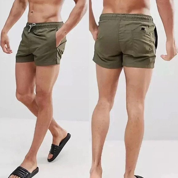 Bershka Swim Shorts In Khaki Men’s Size Small - Picture 1 of 9